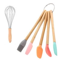 mini silicone spatula setbaking scrapers with bamboo handlenon stick jar spatulafor bakingmixingcooking