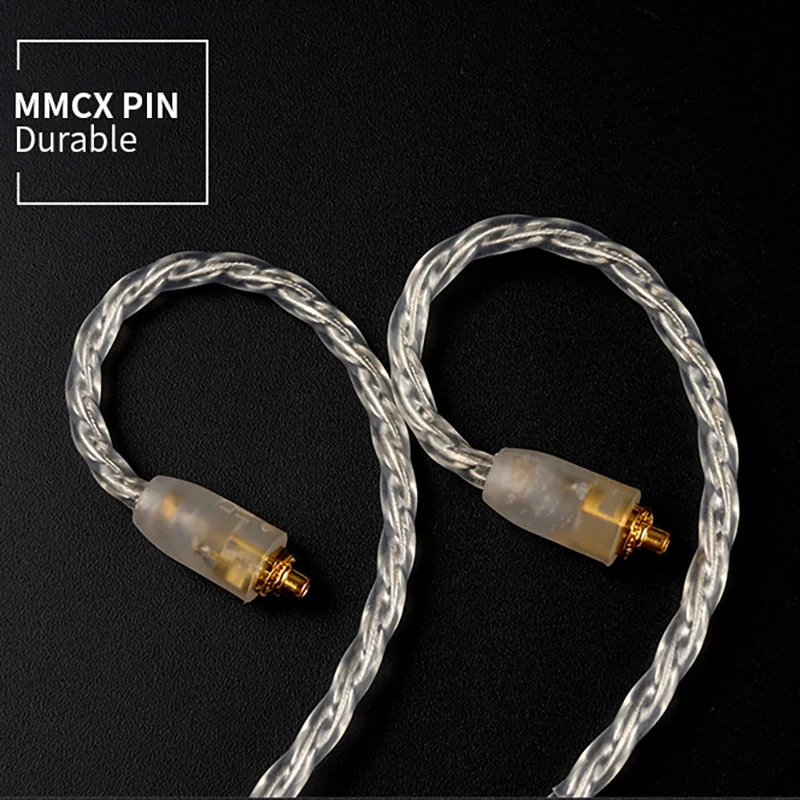 

Nature sound NS High-quality fever hifi new white wire earphone cable 4-core hand-wound thick silver plating mmcx and 0.78 cable