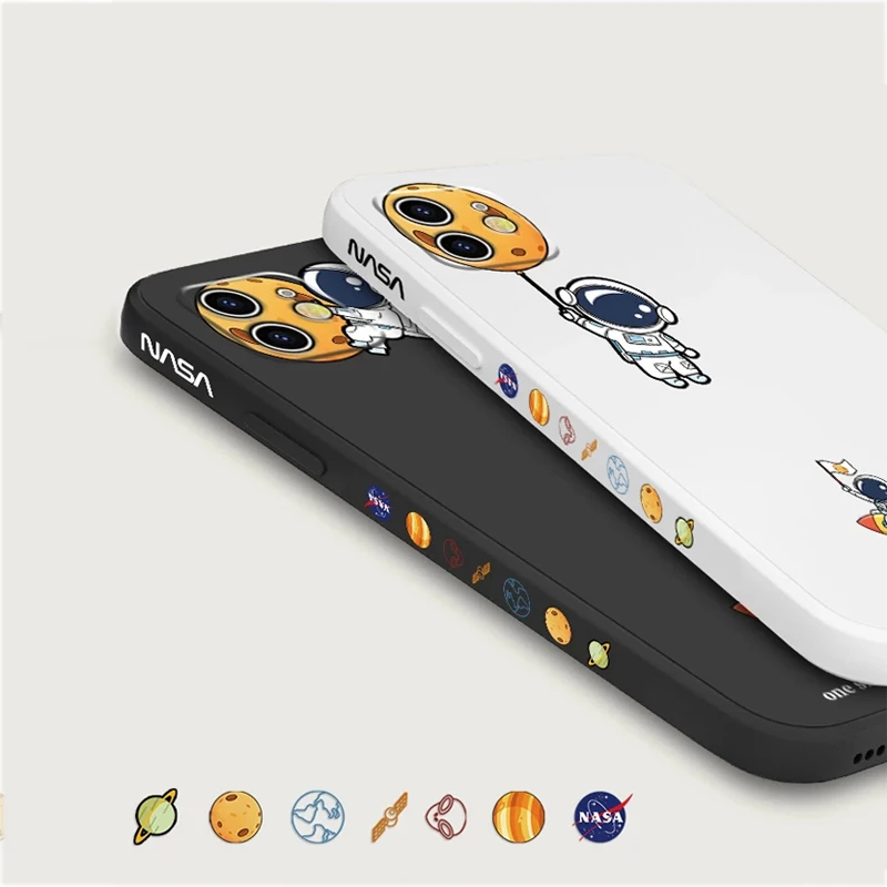 Чехол для iPhone 7 6 6S 8 Plus мягкий силиконовый чехол с рамой космонавта 11 12 Pro X XR XS Max |