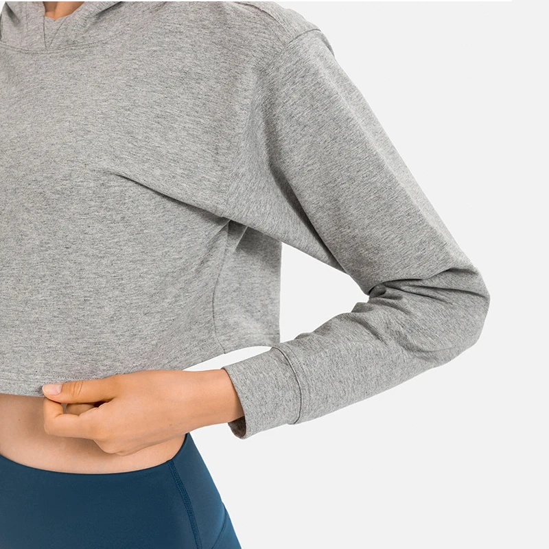 Women's Tracksuit Sweatshirt Hoodies Crop Top Breathable Quick Dry Yoga Fitness Sport Shirts Lulu Long Sleeve Cropped Blouses