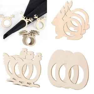 10 шт., Яйцо кролика, оленьи рога, место, держатель для салфеток, мини деревянное кольцо для пасхальной вечеринки, ужина, банкета для домашнего декора стола, Пасха