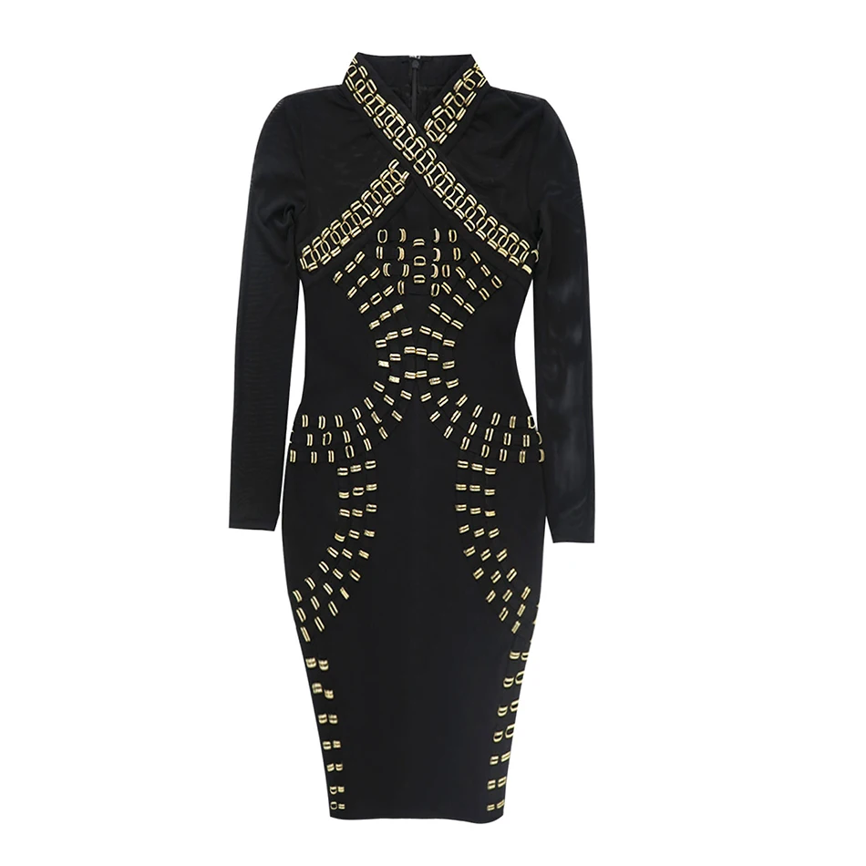 Женское Сетчатое платье до колен в стиле ретро с длинным рукавом и