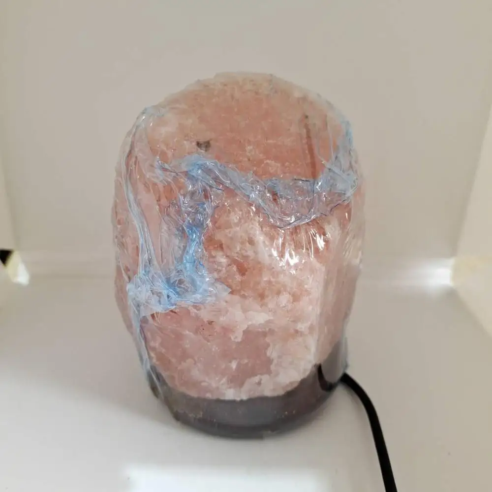 

Warm pink Salt Lamp Natural Crystal Hand Carved Night Light Home Decor Air Purifying with Plug Release negative ions