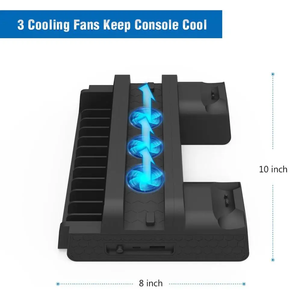 fast vertical cooling fan charging stand with 12 game card slots for ps4 slim ps4 pro regular ps4 controller game console free global shipping