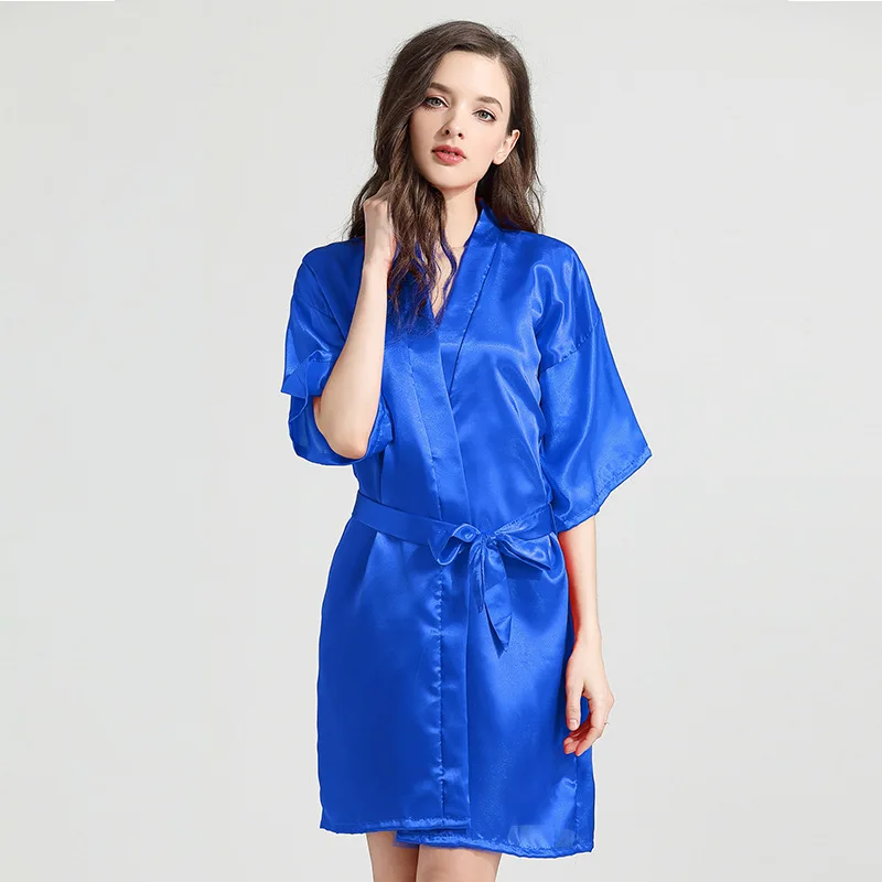 

Women Kimono Dress Satin Cardigan Yukata Bathing Robe Homewear Pajamas Haori Solid Japanese Style Nightwear Asian Clothes