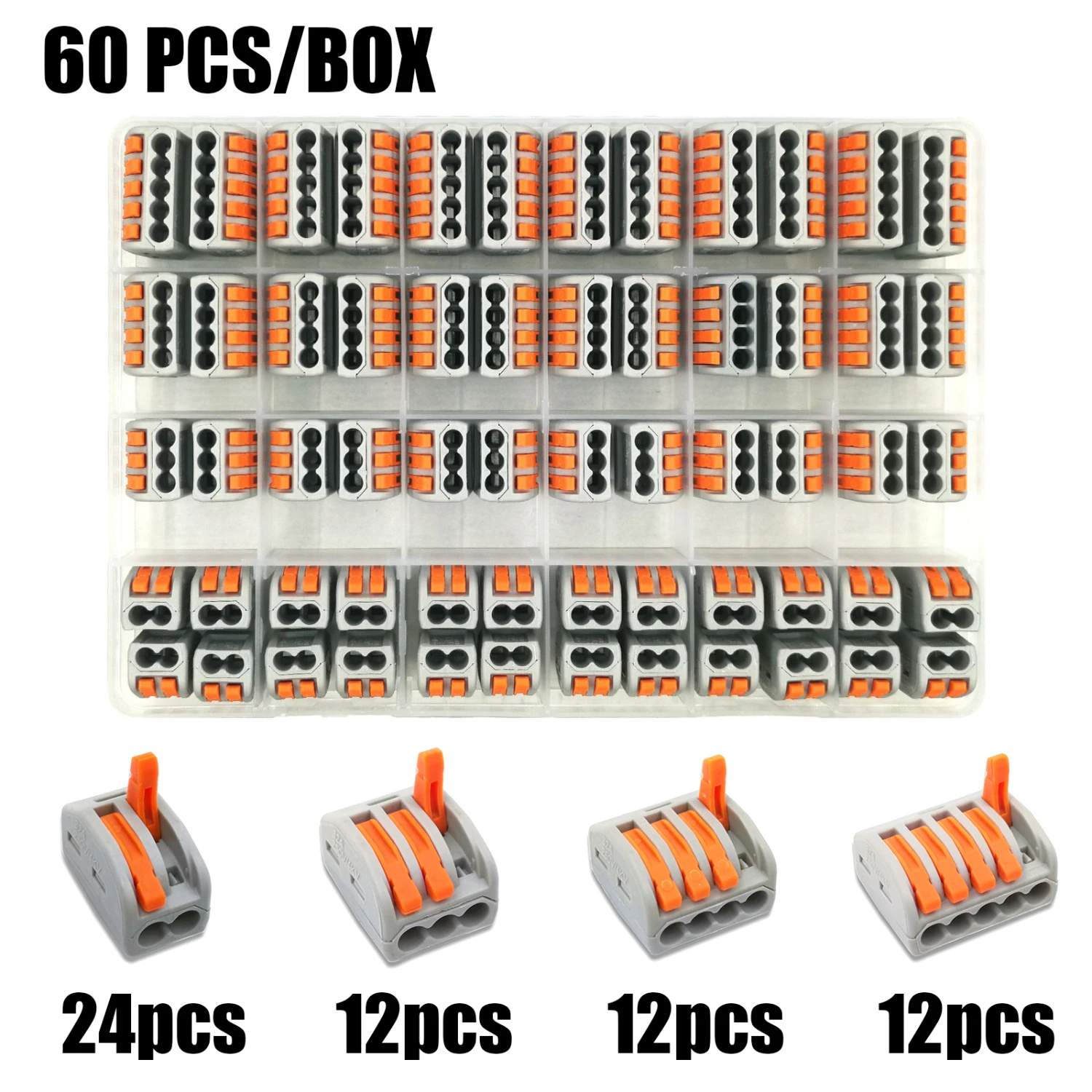 60boxA Тип 30/50/60/96 шт смешанные в штучной упаковке быстрый соединитель проводов PCT-212/213/214/215 компактный проводки соединитель-проводник клеммной колодки - Цвет: 60boxA