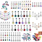 Набор колец для пупка с кристаллами из хирургической стали, блестящее набор для пирсинга для пупка 14 г