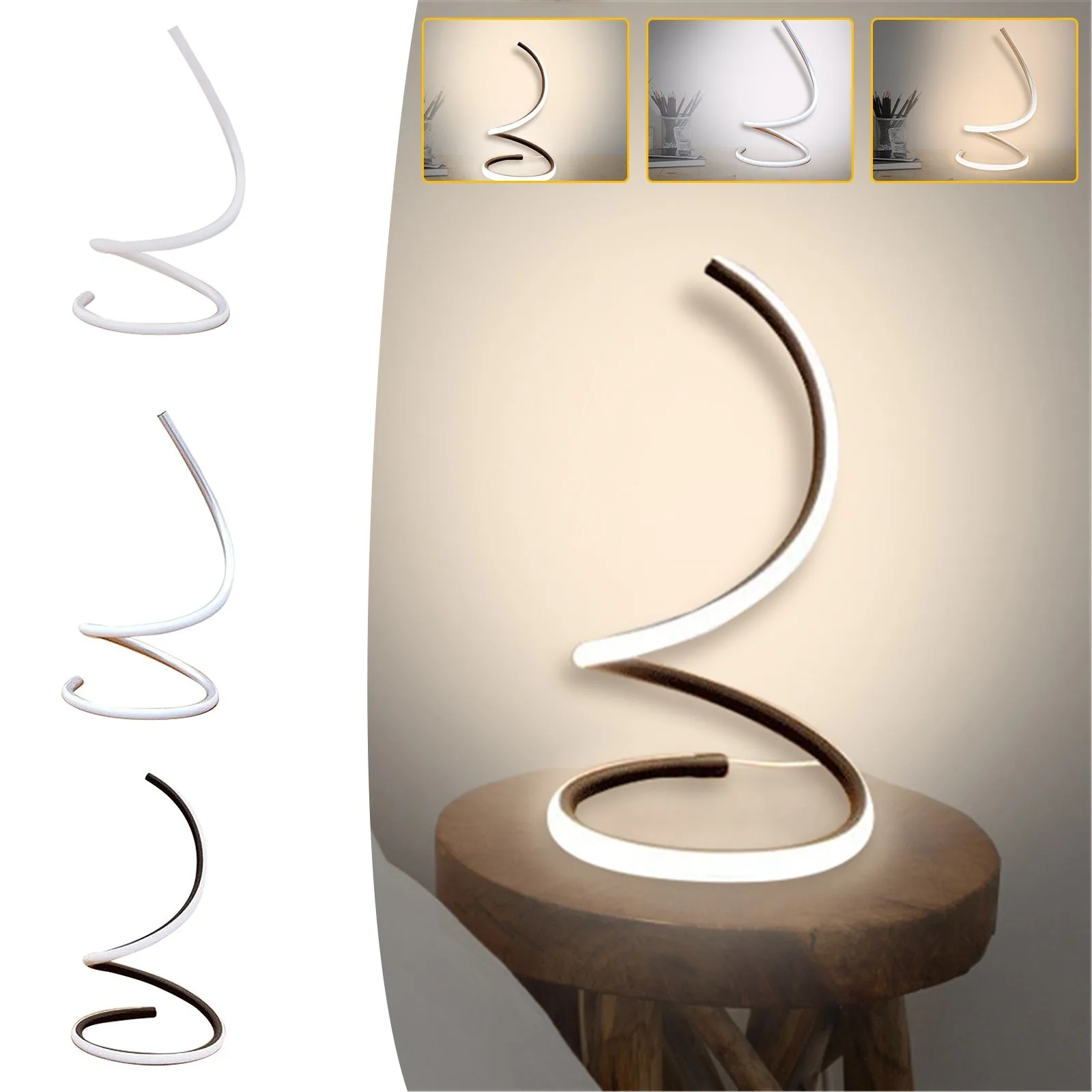 

Светодиодная спиральная настольная лампа, светодиодный ный светодиодный прикроватный светильник для спальни, кабинета, рабочий минималис...