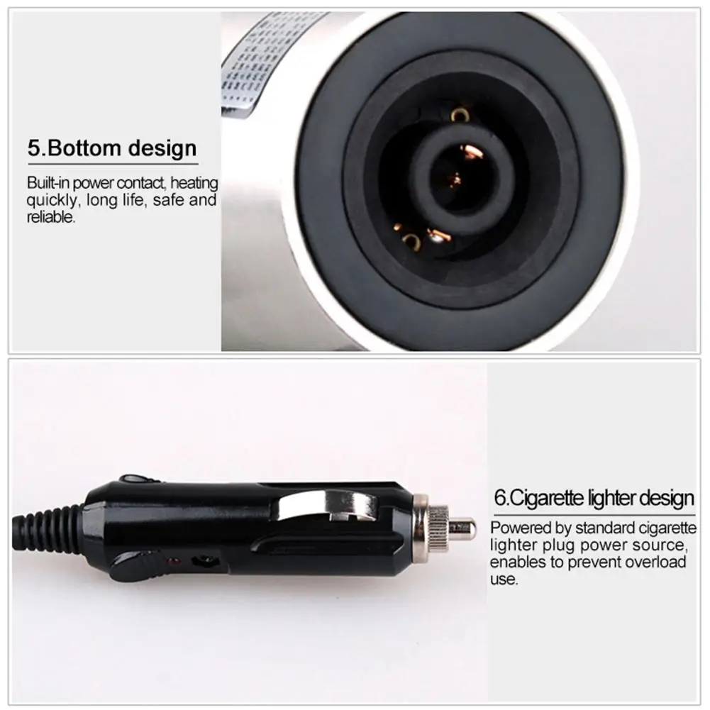 Автомобильная электрическая чашка из нержавеющей стали с подогревом 12 В|Крышка