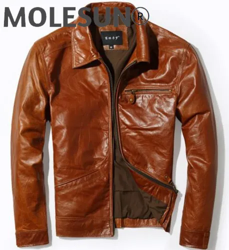 

AKOOSUN Real Cow Leather Jacket Men Vintage Spring Autumn Cowhide Leather Coat Motorcycle Jacket Man Veste Cuir Homme KJ6648