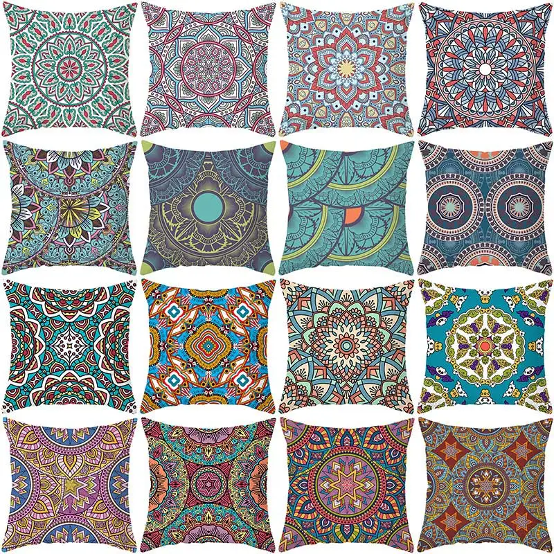 Чехол для подушки с мандалой индийская мандала полиэстеровый чехол диванной