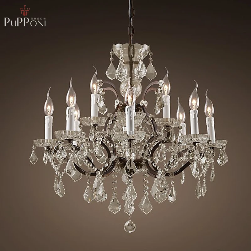 C. Железная и Дымчатая серая хрустальная люстра ROCOCO из светящегося кристалла для