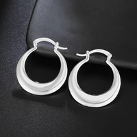 factory promotion sale silver circle smooth u shape big hoop earrings for women wedding engagement jewelry