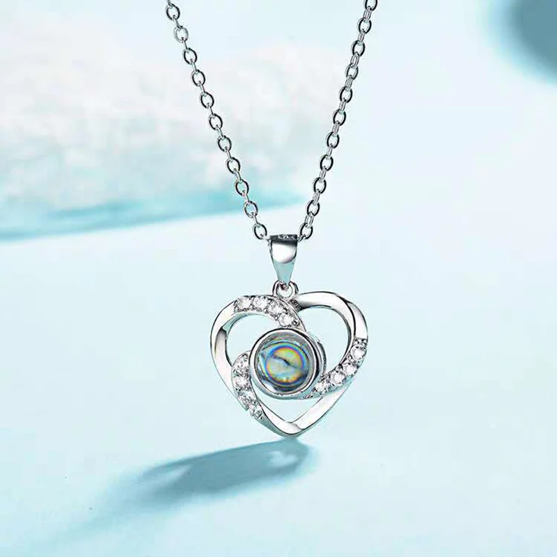 34 Розовое золото 100 языков I Love You Проецирование кулон ожерелье для женщин ювелирные изделия Чокер фестиваль романтический подарок Collier Femme - Окраска металла: 34