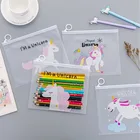 Лидер продаж, прозрачная папка для файлов из ПВХ высокого качества, 1 шт., Симпатичные папки в стиле аниме с единорогом, мультяшный Настольный органайзер, школьные принадлежности