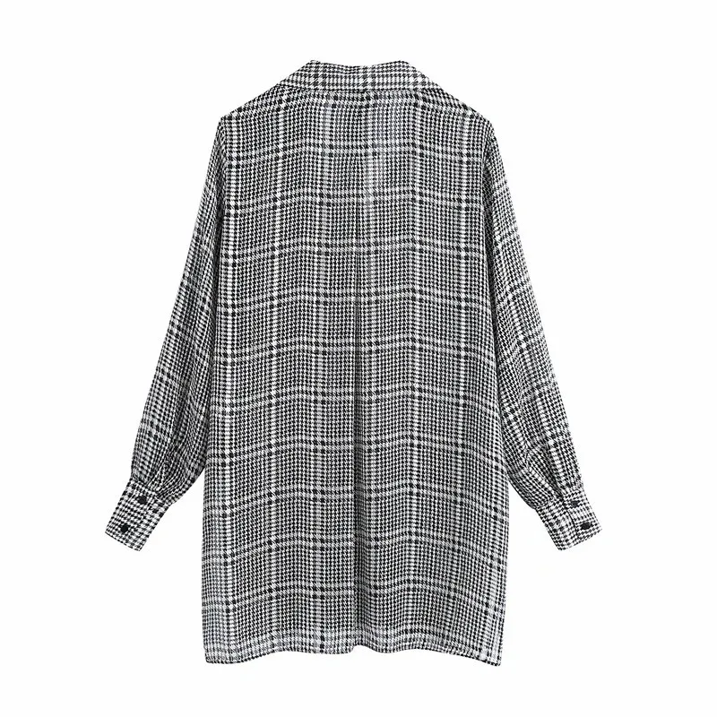 

Spring Summer Long Shirts Women Vintage Suit Collar Plaid Blouse Women Streetwear Ladies Tops