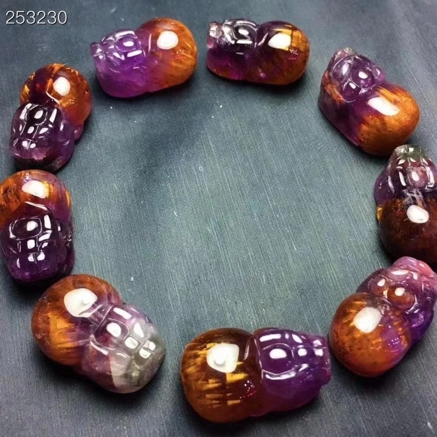 Verkauf Natürliche Cacoxenit Auralite 23 Lila Rot RutilateQuartz Armband 24,2 X16mm Kanada Pi Xiu Perlen Frauen Männer Echtes AAAAA