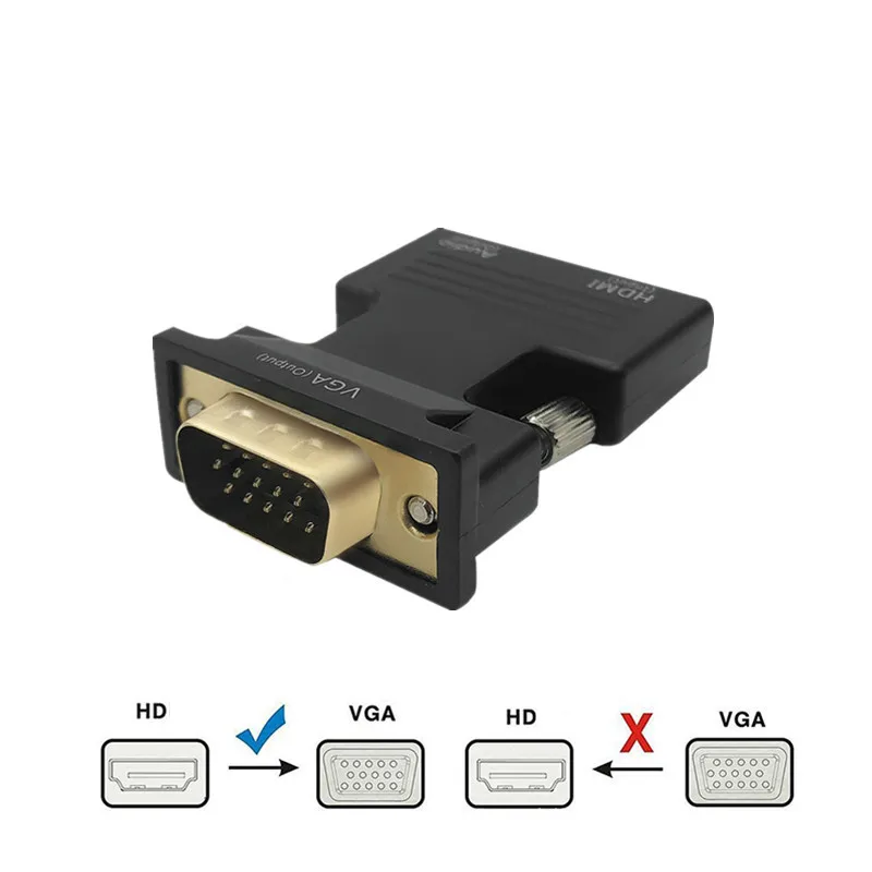 

HDMI-compatible Female to VGA Male Converter 3.5mm Audio Cable Adapter 1080P HD Video Output for PC Laptop TV Monitor Projector