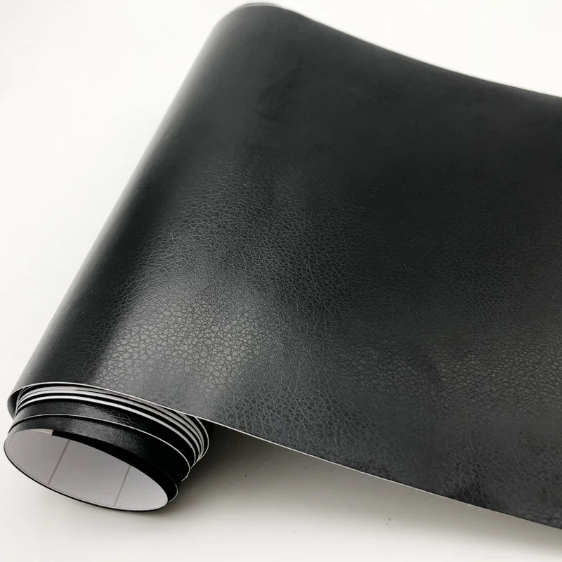 Черный кожаный узор ПВХ клейкая виниловая пленка наклейка для автомобильного