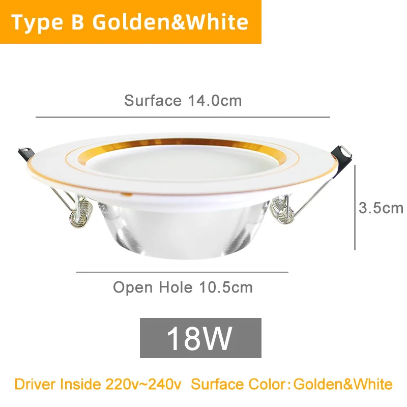 B Golden White 18W Kaguyahime светодиодный панельные утопленные светильники 3 Вт 5 Вт 10 Вт 15 Вт AC 220 В 240 В Высокая Яркая Круглая Панель-лампа освещение для кухня ванная - Испускаемый цвет: B Golden White 18W