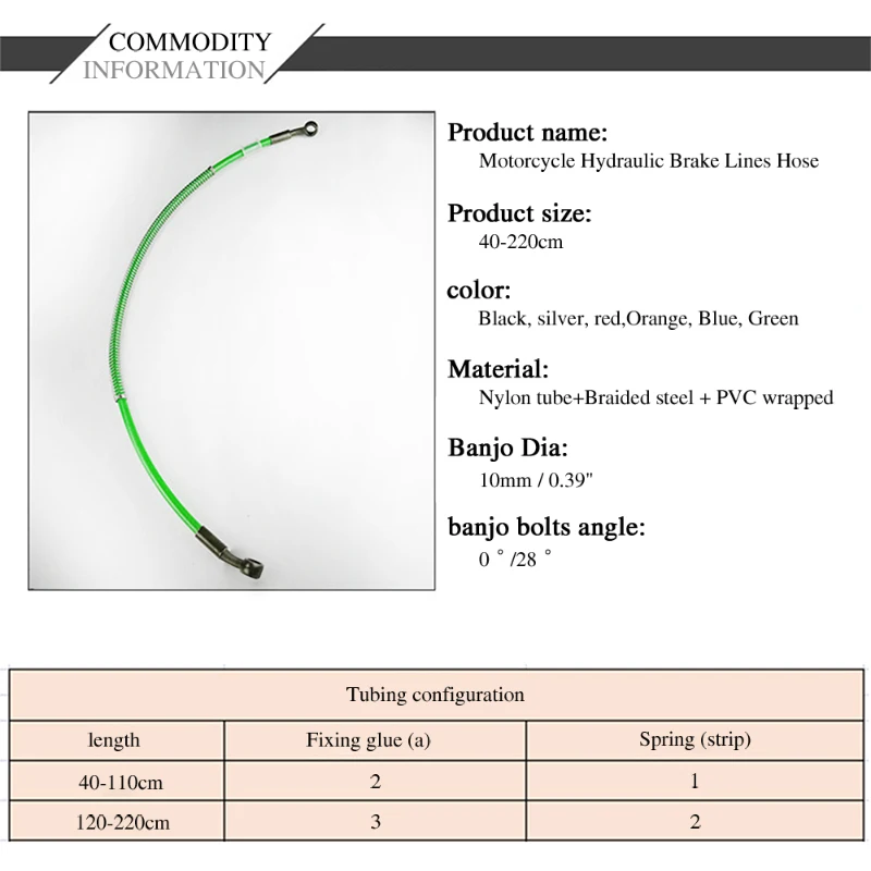 Гидравлический усиленный тормозной трос 500 до 2200 мм стальной Плетеный Масляный