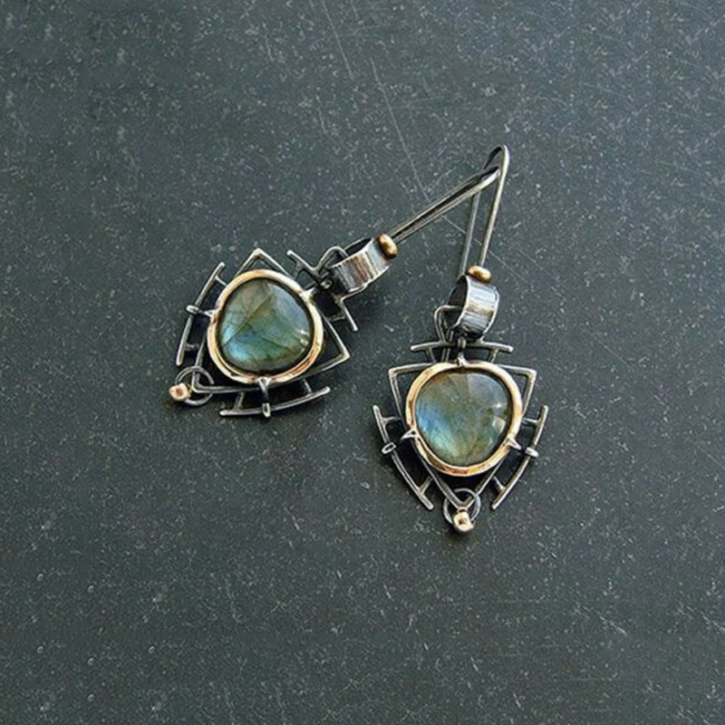 SHUANGR Boho Этнические каучук зеленого цвета Камень Висячие серьги для женщин Индийский Племенной Винтаж Серьги pendientes mujer moda - Окраска металла: S07295