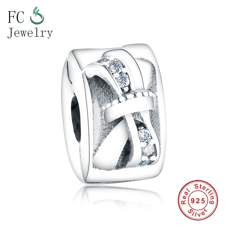 

Real S925 Sterling Silver Bowknot Round Clip Charm Beads Fit Original Charms Bracelets 925 Silver DIY Jewelry Berloque