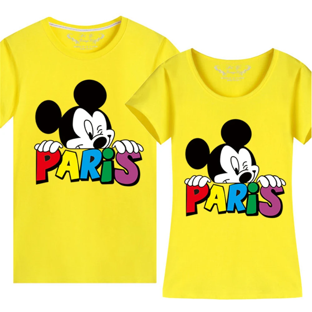 

New Women Clothes Summer T-shirt Mickey Cartoons Printed Unisex Short Sleeve Cotton Graphic Couples Men Tees Tops Casual Cozy
