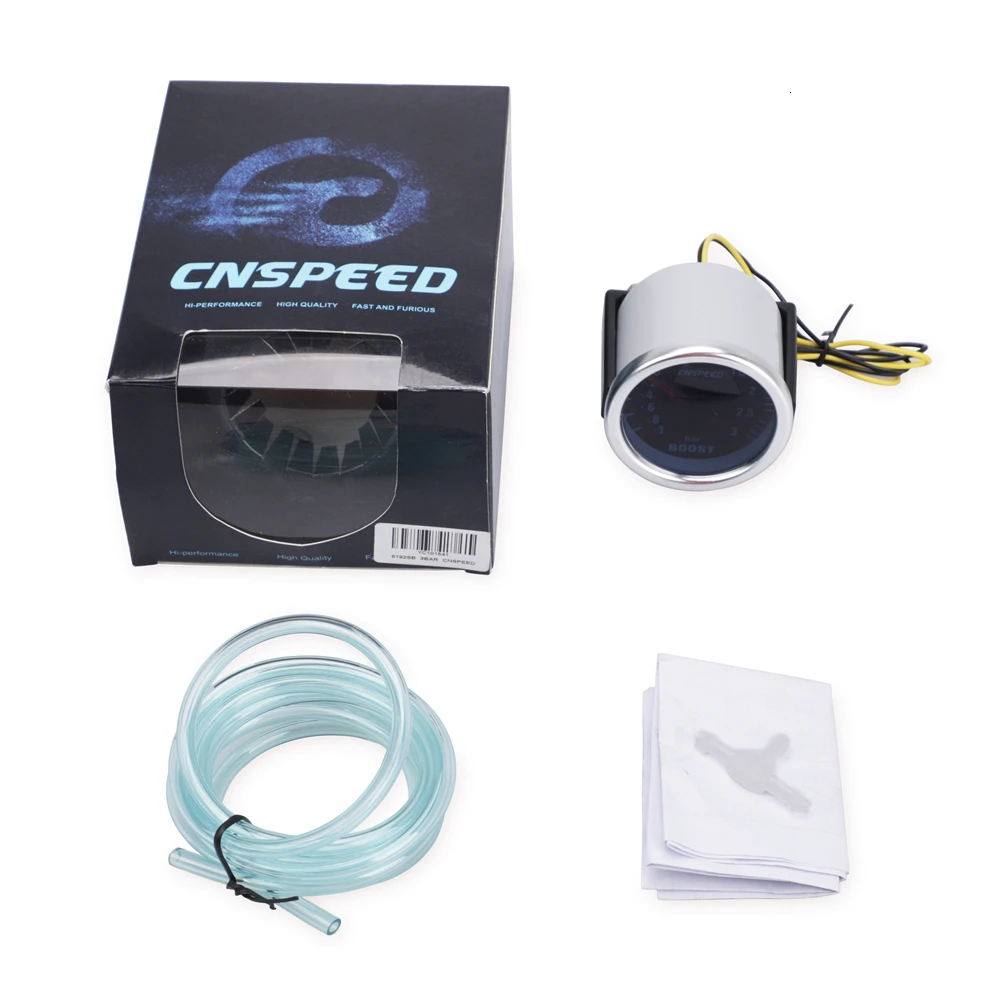 CNSPEED Универсальный 12 В Авто турбо Boost Gauge-1~ 0~ 3 бар " 52 мм дымовой указатель линзы турбо Boost бар метр Цифровой Белый светодиодный