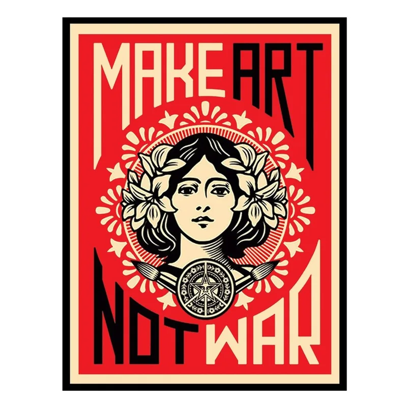 

Make Art Not War Shepard Fairey, Настенная картина для украшения комнаты, домашний декор, постер из крафт-бумаги, настенные наклейки