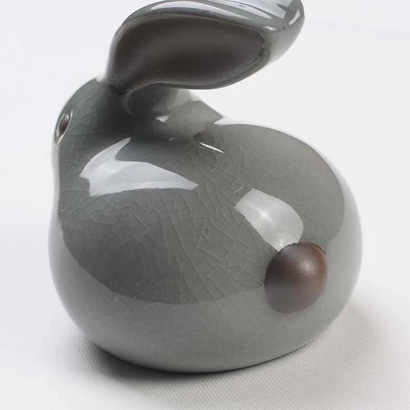 Милый Кролик Кабошон керамическая фиолетовая белая глина статуя кунг фу чай