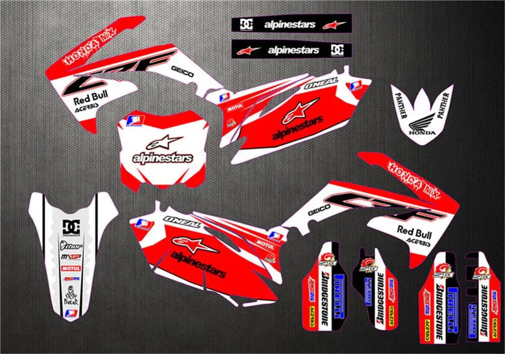 Мотоцикл новая команда графика фон Наклейка Набор для Honda CRF250 CRF250R CRF450 CRF450R CRF 250 450