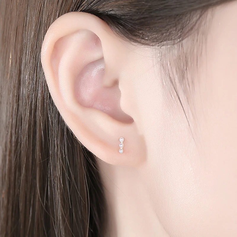 

Knobspin 100% 925 Sterling Silver Fashion Simple White Glass Pearl Geometric Charm for Women's Earrings Party Fine Jewelry Gift