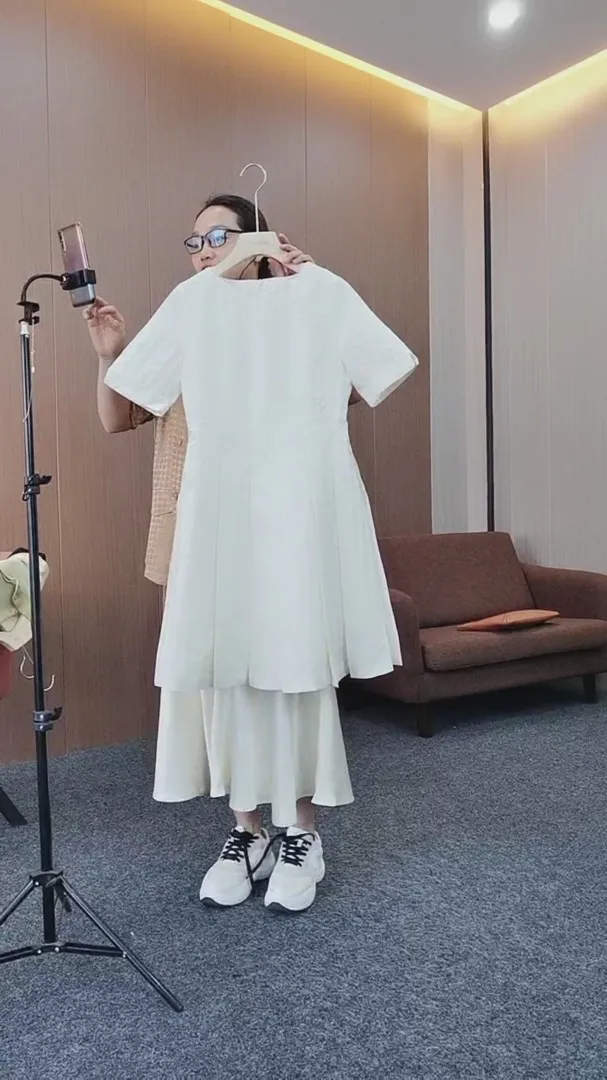 

New silk wool dress thousand bird lattice pure color princess skirt 90-110jin