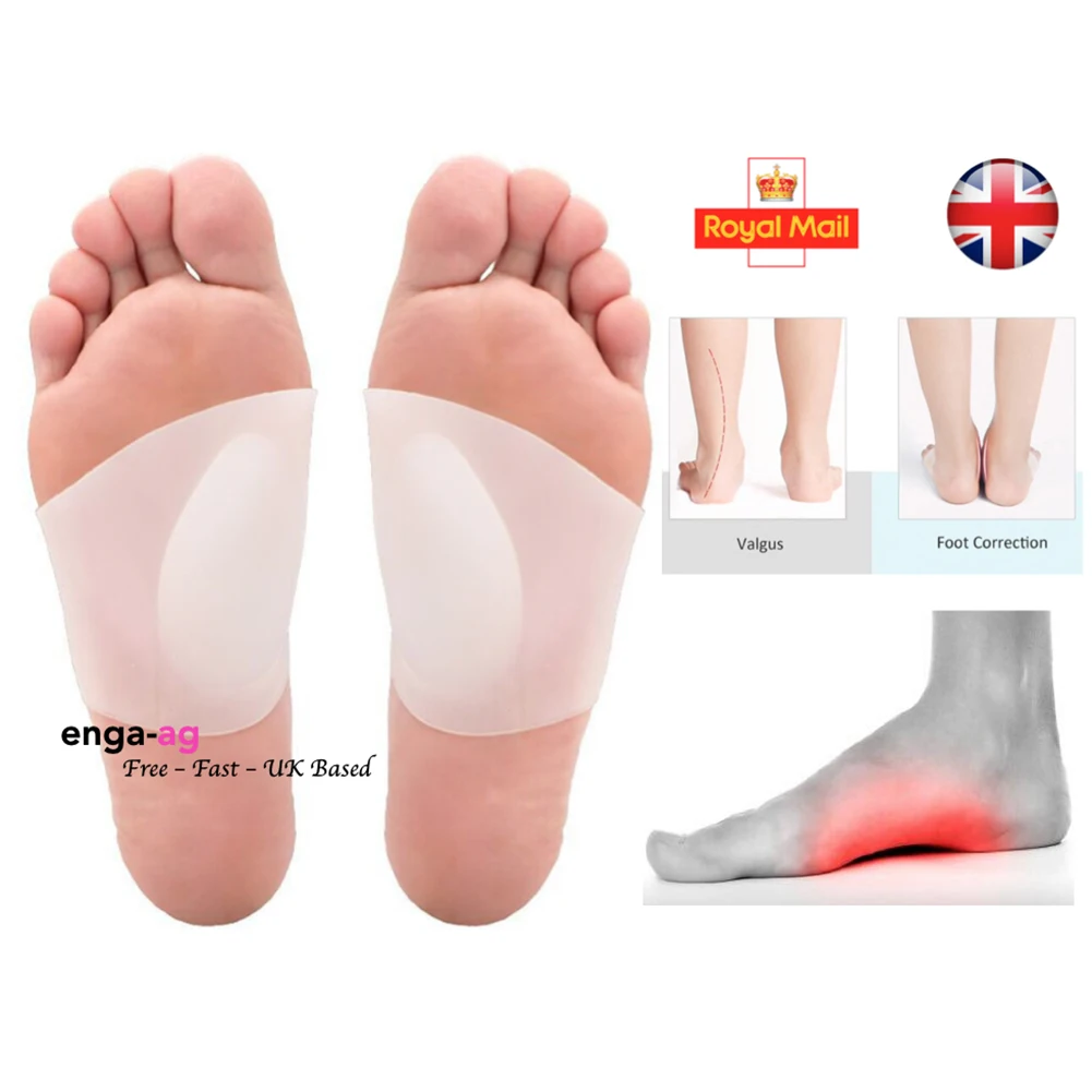 

2pcs Health Care Silicone Pain Relief Flat Feet Massage Shoe Inserts Protection Soft Arch Support Bandage Design Insoles