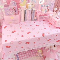 pink love printing pastoral cotton and linen tablecloth table cloth household cover towel table cover antependium hollow lace
