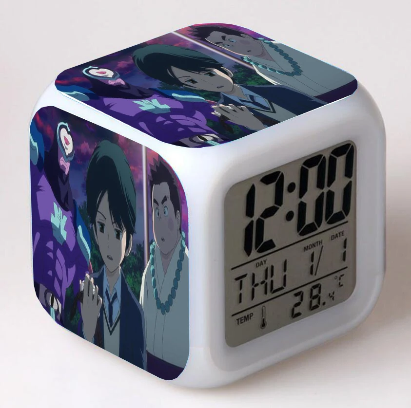 

Youkai-watch anime Cartoon LED 7 Color Flash Digital Alarm Clocks Night Light Bedroom Desk Clock despertador Alarm-Clock