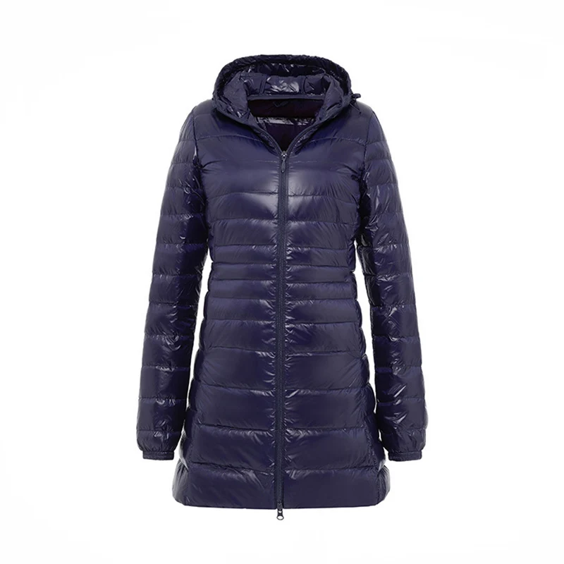 navy-With bag Sfit зимняя женская короткая парка, теплая тонкая короткая стеганая хлопковая куртка с карманами, пальто с капюшоном, однотонный легкий пуховик - Цвет: navy-With bag