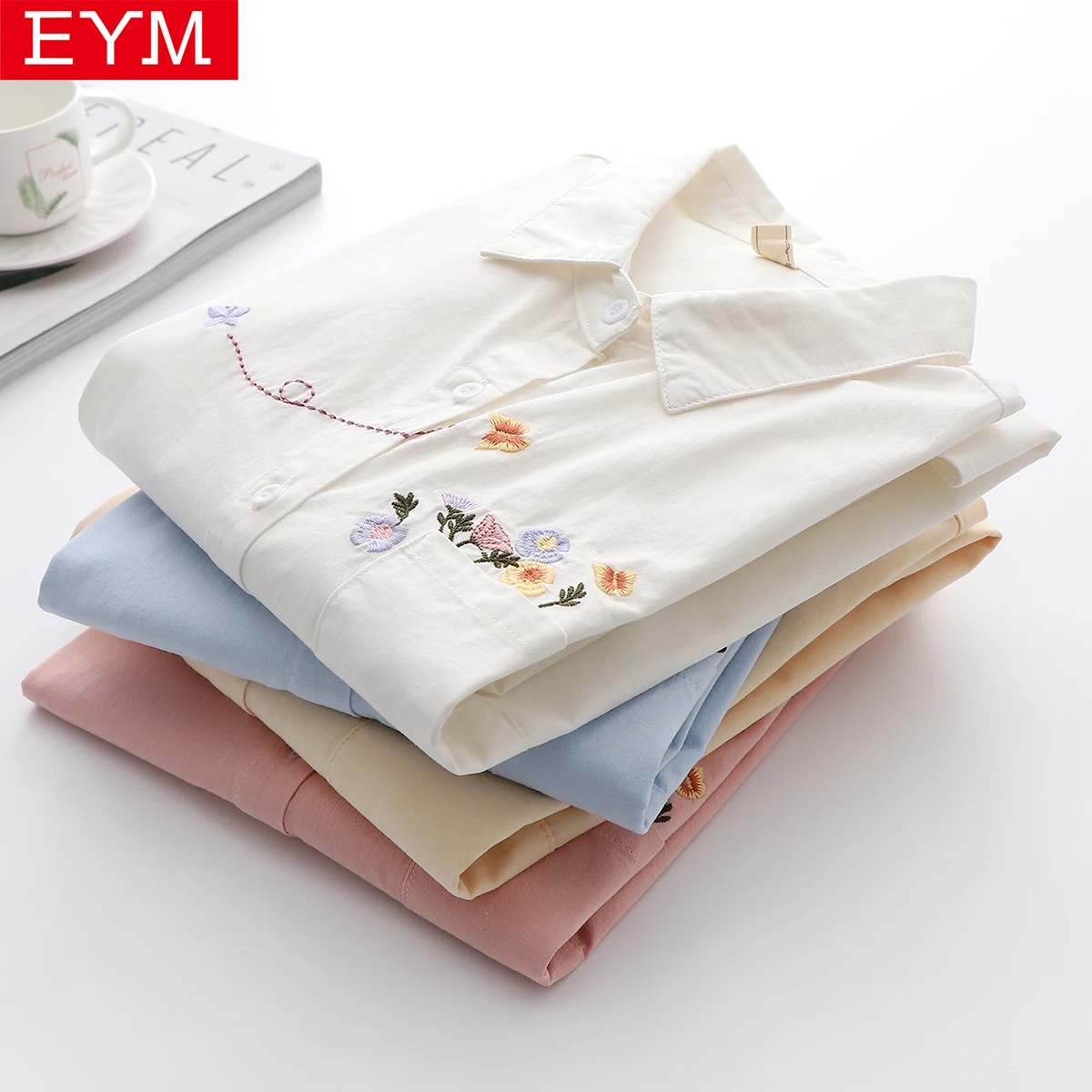 Новинка весны 2021 изящная женская рубашка с цветочной вышивкой топы свежая