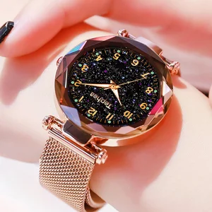 Часы наручные женские кварцевые с магнитной застежкой, люксовые модные, со стразами, с изображением звездного неба