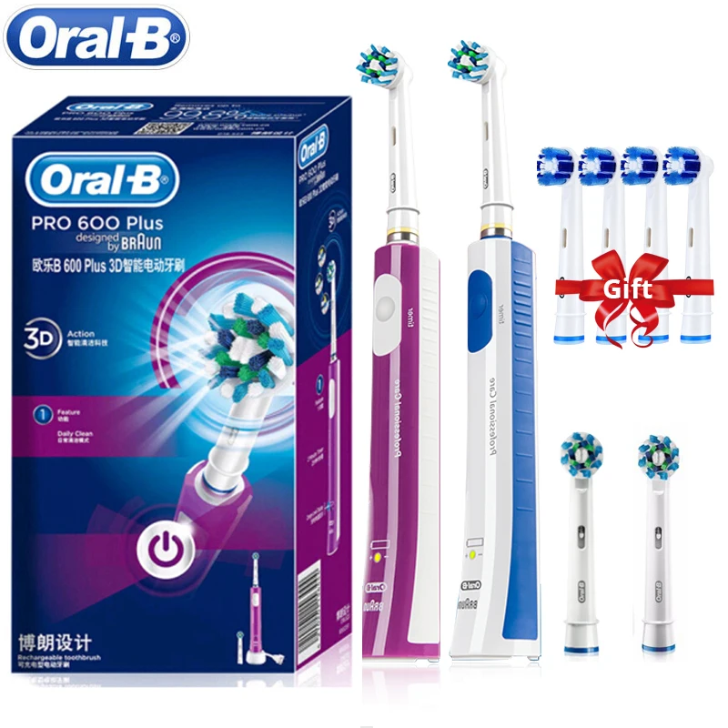 Оригинальная Ультразвуковая электрическая зубная щетка Oral-B 3D, умная электрическая перезаряжаемая Водонепроницаемая IPX7 зубная щетка для перекрестной чистки