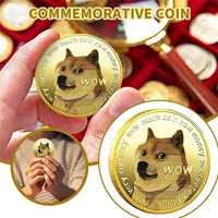 wow dogecoin commemorative coin shiba inu doge coin color three dimensional relief medallion metal coin dog souvenir collection