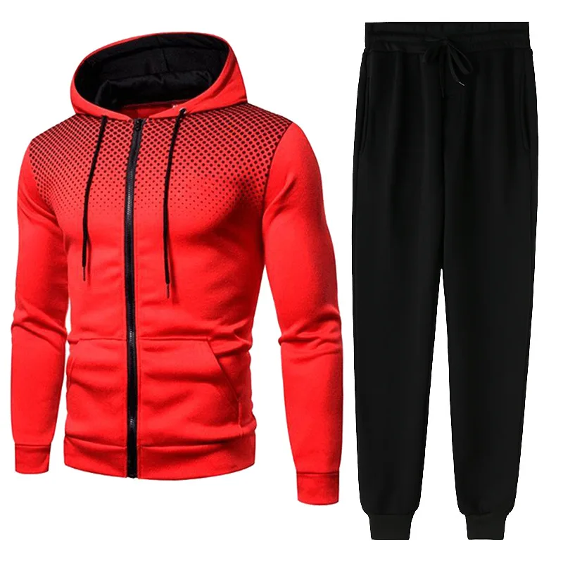 Track suit men's suit two-piece men's sportswear zipper hoodie pants sports suit casual sports shirt trend clothing sports suit