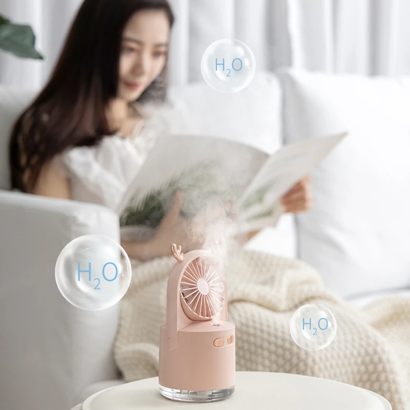

Fawn Spray Fan Multifunctional Two-In-One USB Charging Portable Handheld Fan Mini Table Humidifier