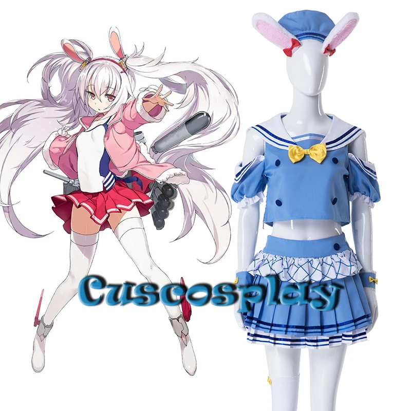 

Laffey Косплэй костюм игры Azur Lane синий Kawaii Униформа костюмы для Хэллоуина для Для женщин