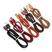 25cm leather colorful micro usb type c cable 8pin for iphone for xiaomi mobile phone data charging charger wire cord 50pcs