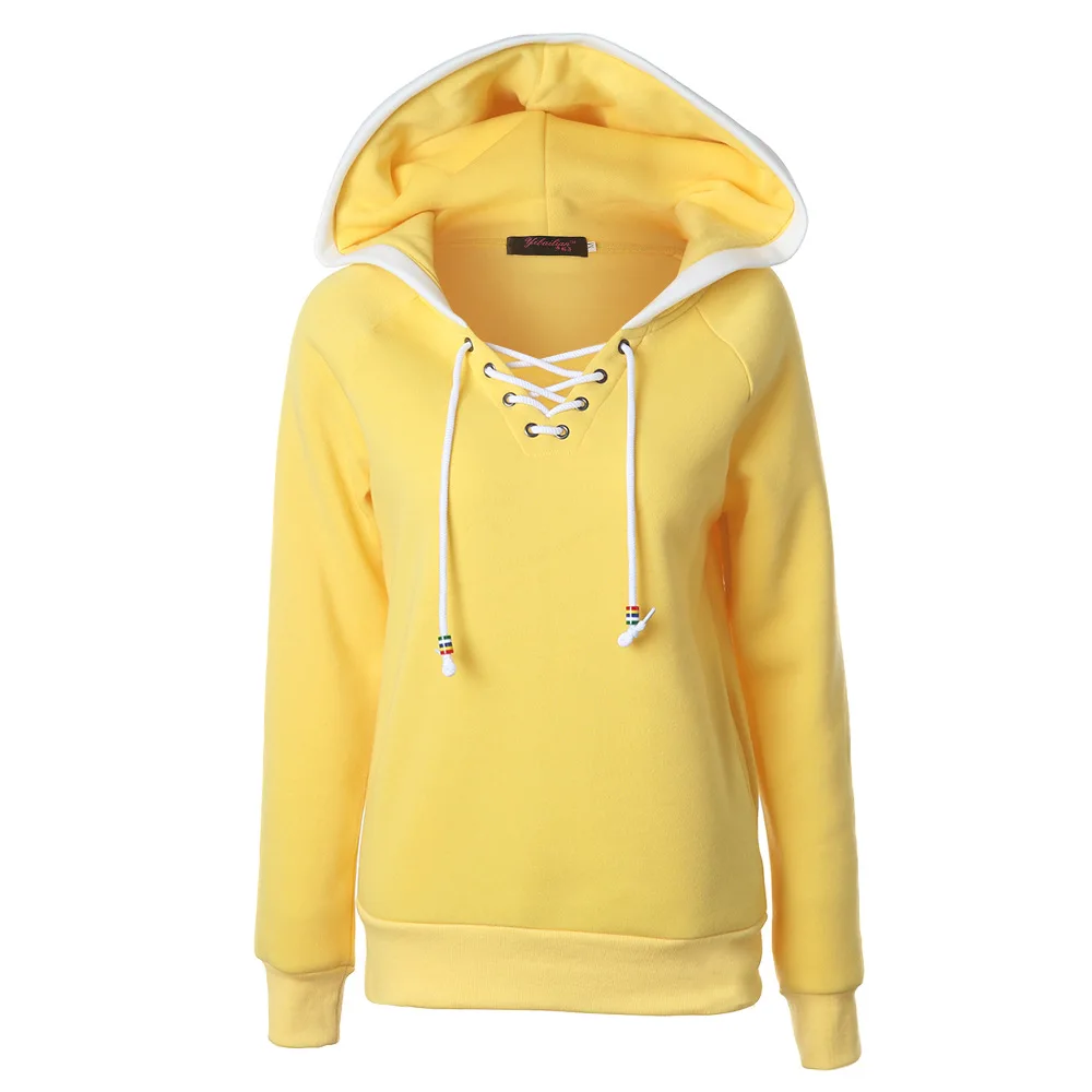 

Ladies hooded sweater raglan sleeve pullover hooded drawstring hat color matching hooded sweater women