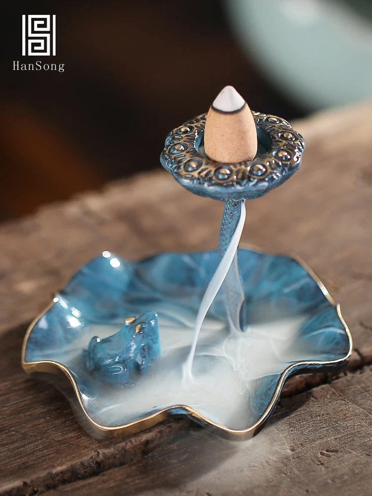 

Backflow Incense Holder Smoke Fountain Incense Burner Backflow Ceramic Waterfall Lotus Bruciatore Incenso Home Decor AB50IB