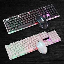 2.4G Wired Gamer Keyboard 2400DPI Illuminated Keyboard Mouse Set with LED Backlight Silent Gaming Mouse Set For PC Laptop