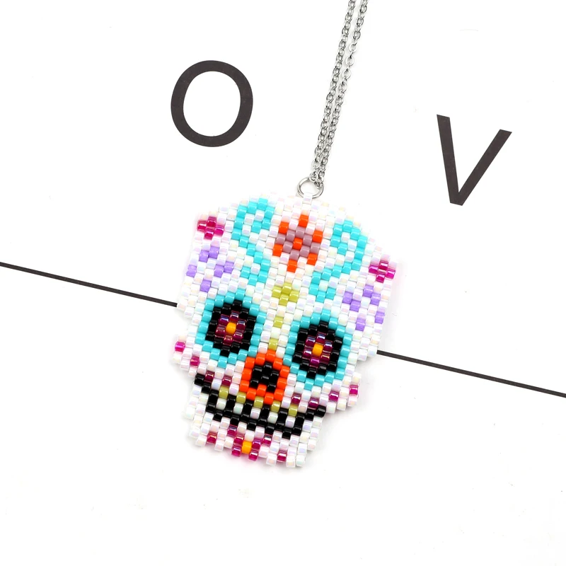 

FAIRYWOO Pearl Necklace Evil Eye Women Necklace Miyuki Bead Necklaces Collares De Moda 2020 Tennis Necklace Skull Necklace Gift